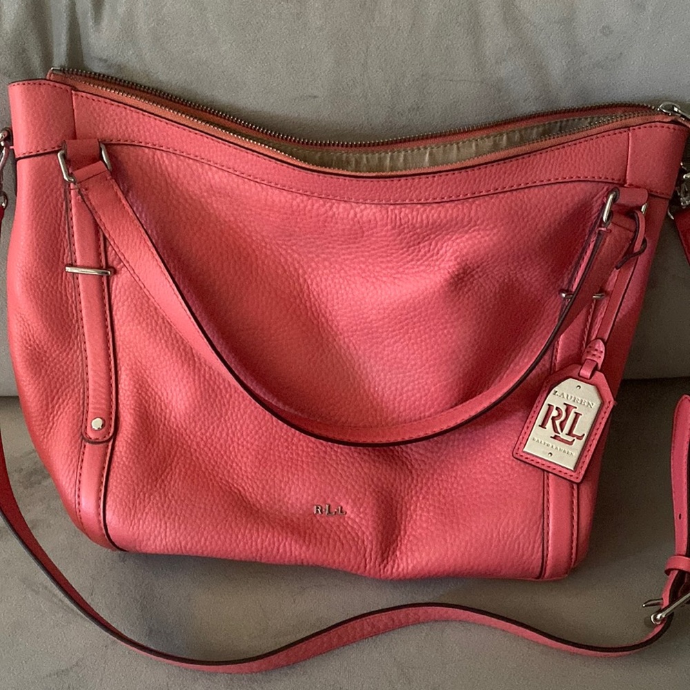 Like new peach Ralph Loren satchel/shoulder bag